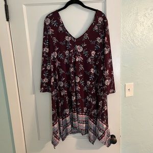 Three Pink Hearts floral burgundy dress